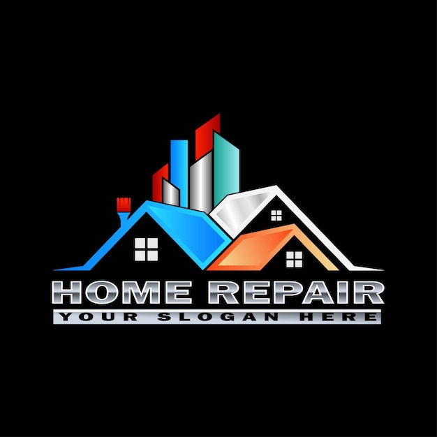 домашний ремонт крыши реконструкция ремонтник домашний реставрационный декоративный логотип