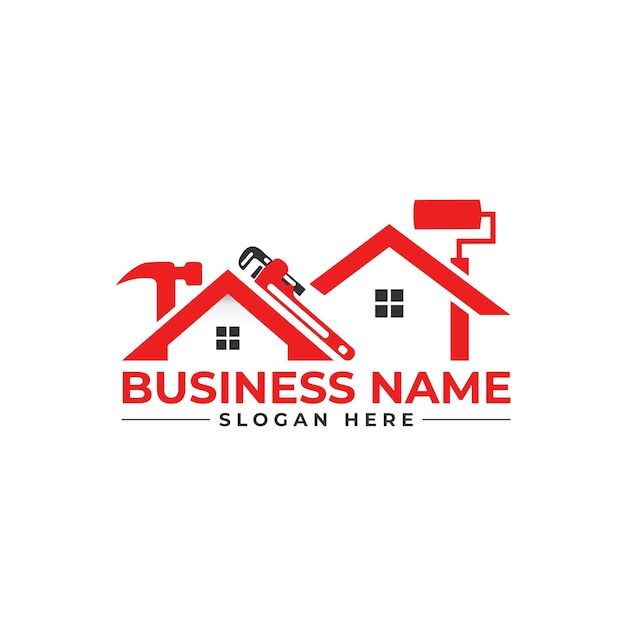 Vector home repair, roofing, remodeling, handyman, home renovation, decor logo