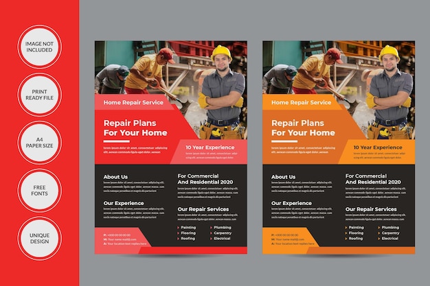 Vector home repair service flyer