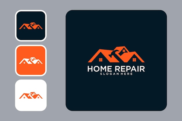 Riparazione a casa con logo design martello