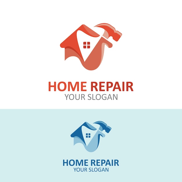 Home reparatie logo ontwerp vector met klusjesman service sjabloon