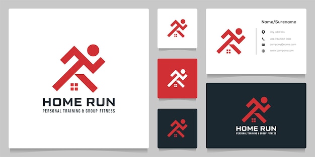 Home run man logo design semplice illustrazione