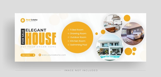 Home for sale advertising social media cover banner template