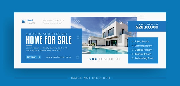 Home for sale advertising social media cover banner template