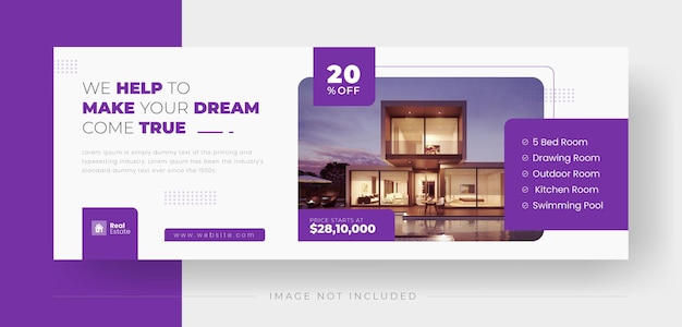 Home for sale advertising social media cover banner template