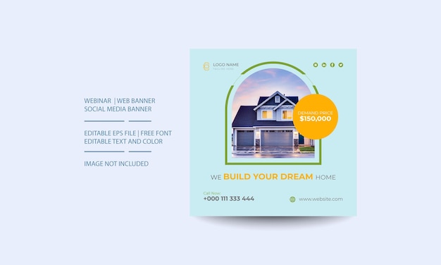 Home sale banner Modern real estate templates website ads banner Facebook Instagram post vector