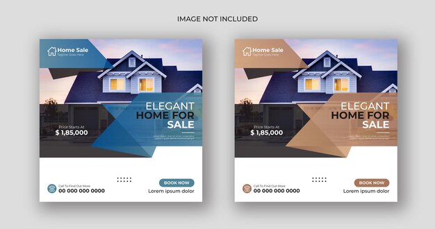 Home sale business social media post design square flyer banner template