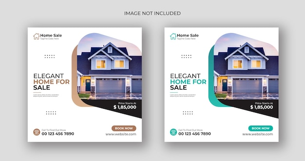 Home sale business social media post square flyer banner template