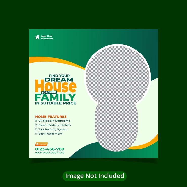 Home sale dream house vector real estate property social media banner design template