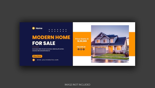 home for sale facebook cover banner design template