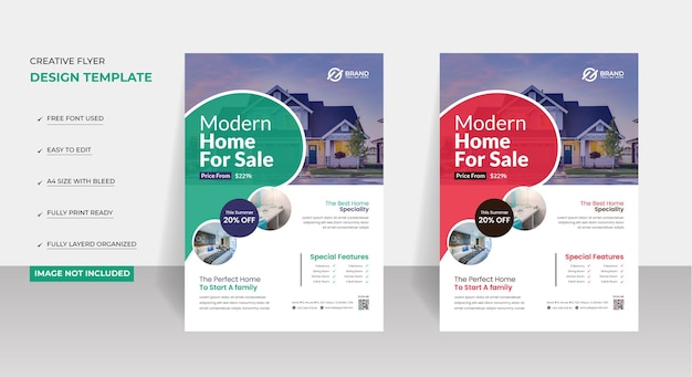 Home for sale flyer poster design template