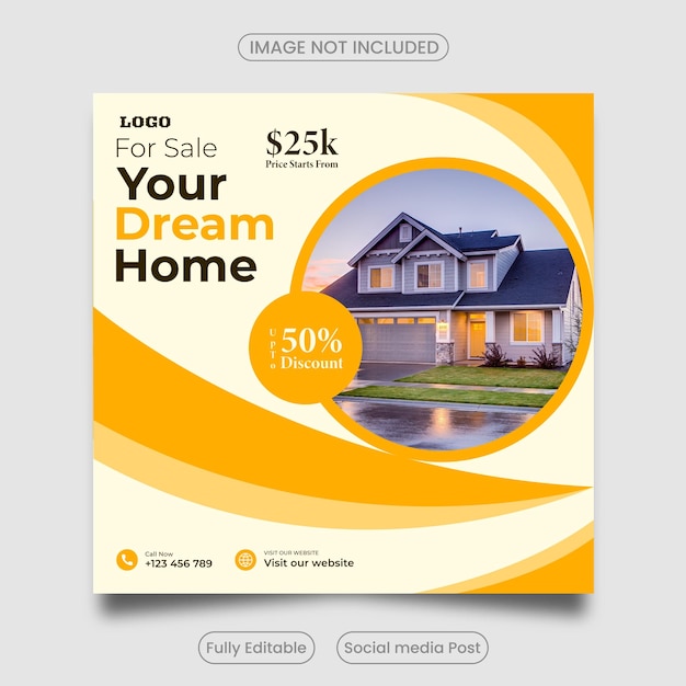 Home sale post template Flat and minimalist real estate sale banner template