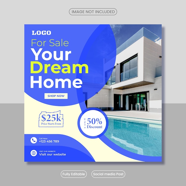 Home sale post template Flat and minimalist real estate sale banner template