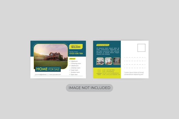 Home for sale postcard design template