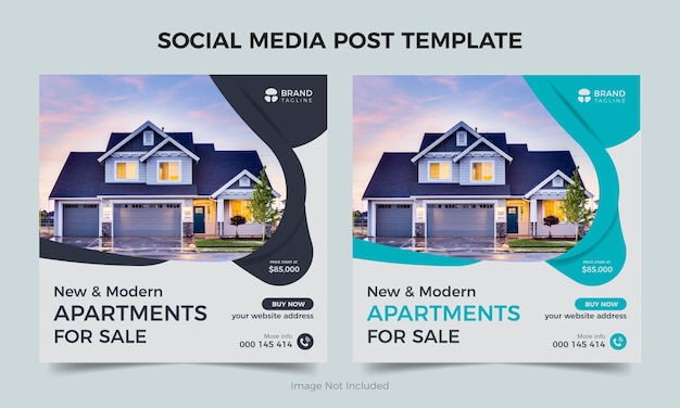 Home sale or real estate banner design, Unique apartments sale square colorful banner template