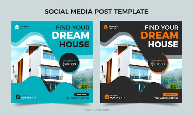 Home sale or real estate banner design, unique dream house sale square colorful banner template