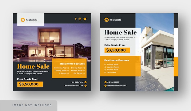 Home sale real estate banner or social media post