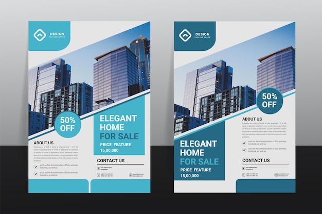 Home for sale real estate business flyer and cover page template