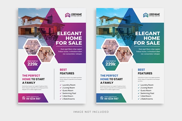 home for sale real estate flyer poster template set