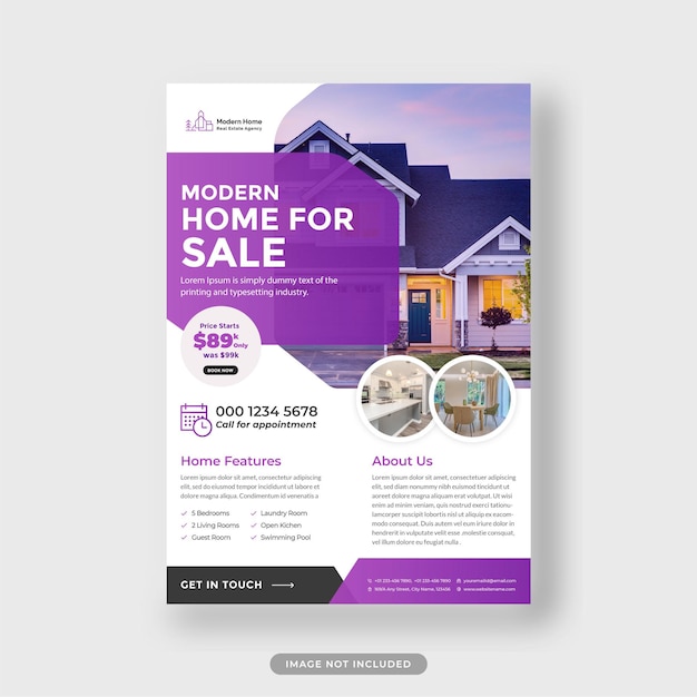 Vector home for sale real estate flyer template premium vector