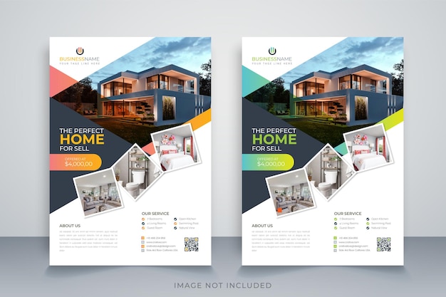 Vector home for sale real estate flyer template