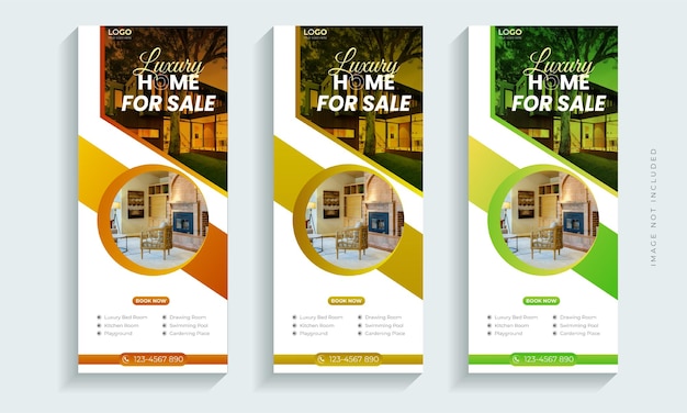 Home Sale Real Estate rollup banner or cover design template