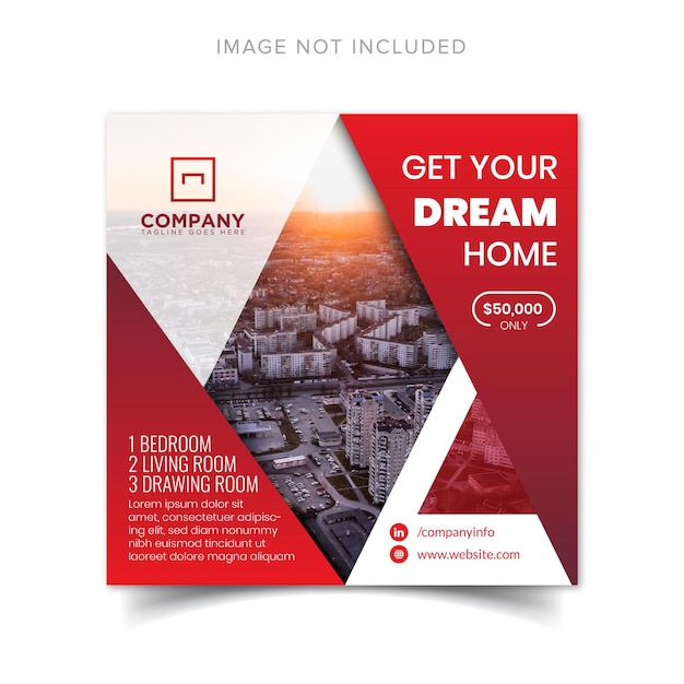 Vector home for sale real estate social media or instagram post template