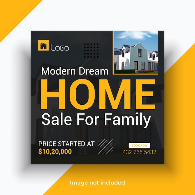 Home sale real estate social media new post instagram banner template