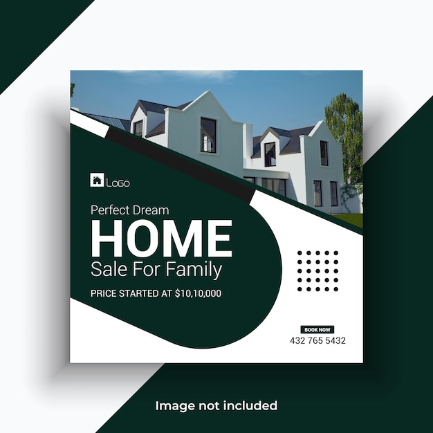 Vector home sale real estate social media new post instagram banner template