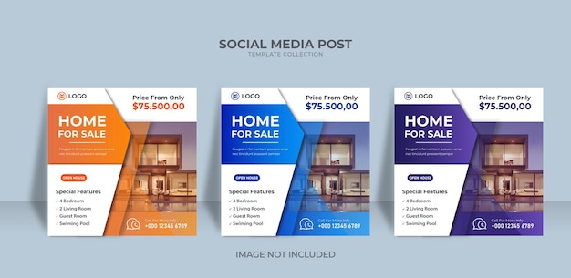 Home for sale social media and instagram post template premium vector