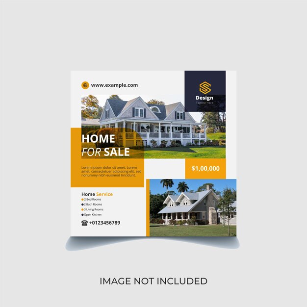 Vector home for sale social media post design template