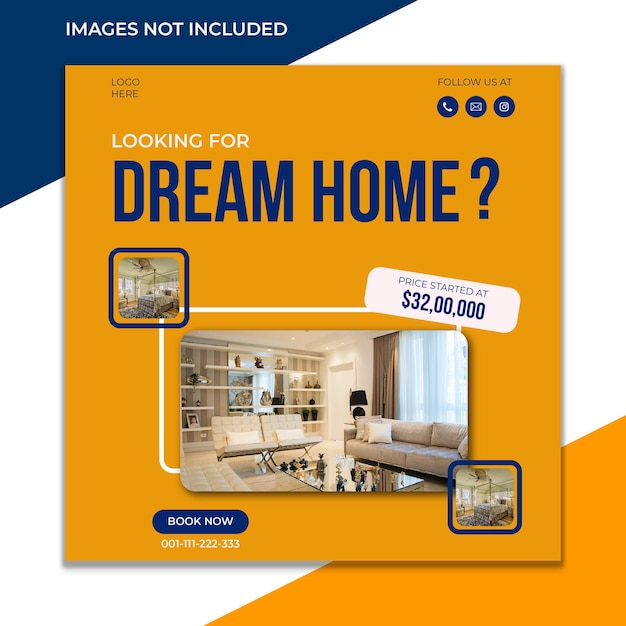 Home sale social media post template design