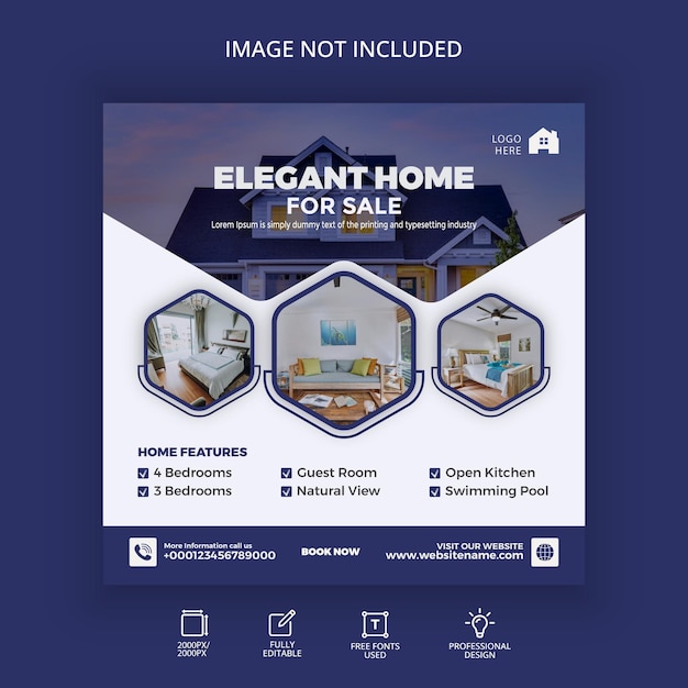 Home sale social media post template web banner template design