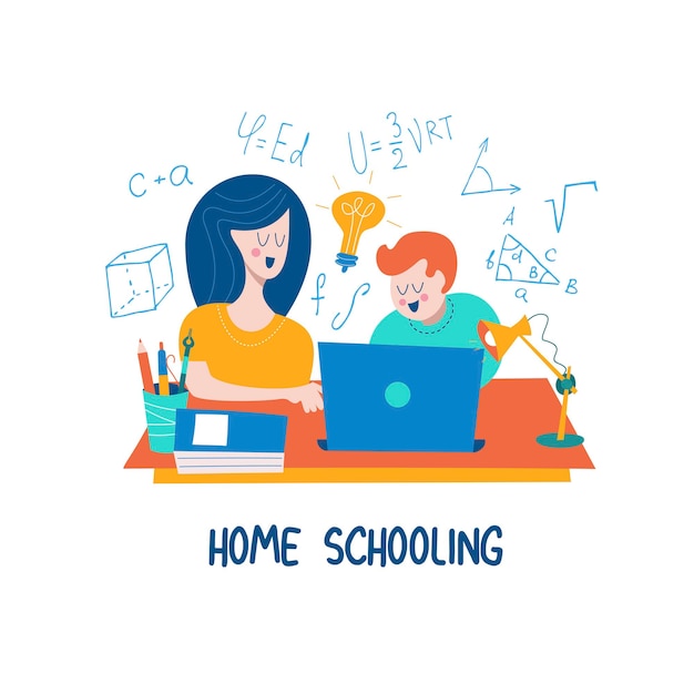 Home schooling. The concept of getting a good education at home.