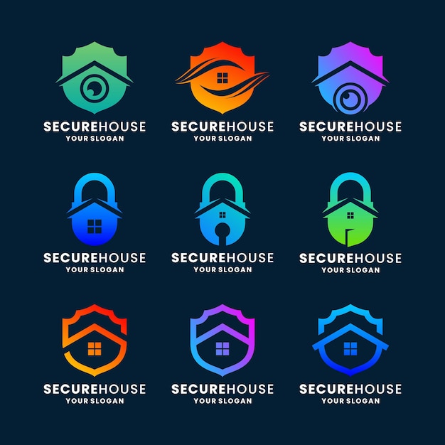 Vector home secure logo design collection.