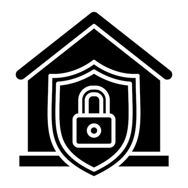 Home Security Glyph Solid Black Illustration