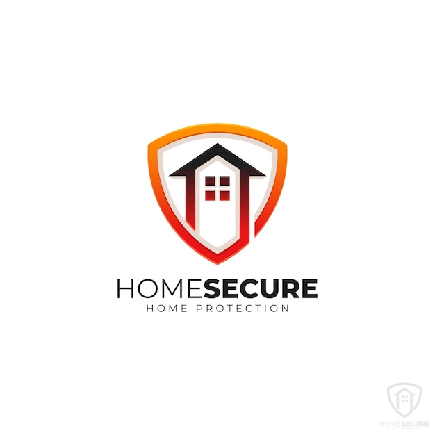 Logo di sicurezza domestica con il concetto di scudo domestico