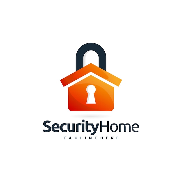 home security logo with padlock concept