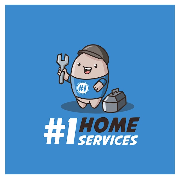 ホームサービスロゴマスコット エッグホームマスコットサービスロゴ