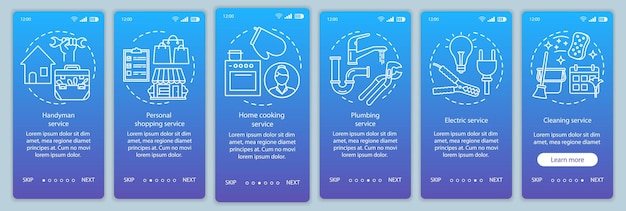 Домашние услуги на борту мобильного приложения векторный шаблон экрана страницы