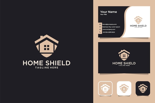 Home shield protection logo design and business card