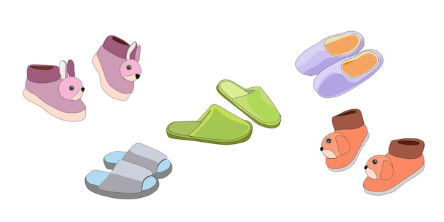 Home slippers vector cartoon illustration