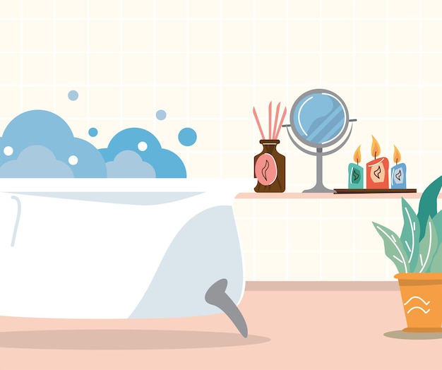 Home spa bathtub scene