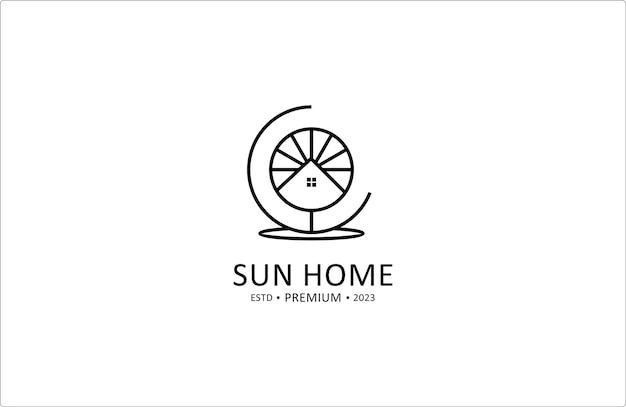 Modello di design piatto dell'icona del logo del sole domestico