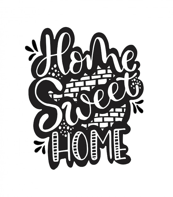 Home sweet home hand belettering, illustratie