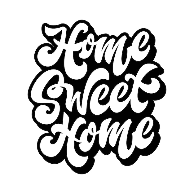 Vector home sweet home. hand drawn lettering phrase. brush calligraphic quote.