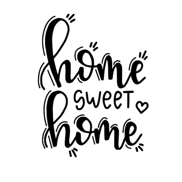 Home sweet home hand getrokken typografie poster.