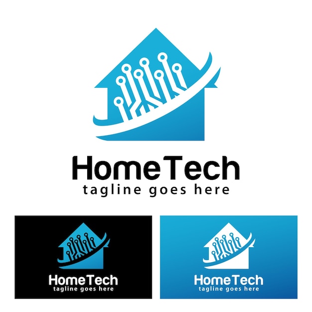 Vettore modello di progettazione del logo home tech