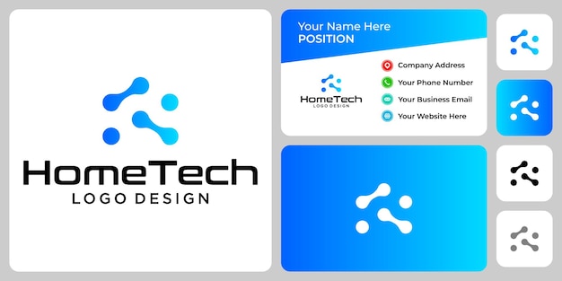 Design del logo per la casa e la tecnologia con modello di biglietto da visita