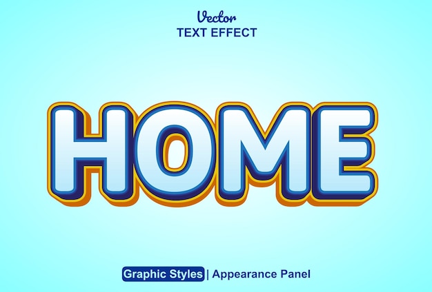 Home tekst effect met blauwe grafische stijl en bewerkbaar